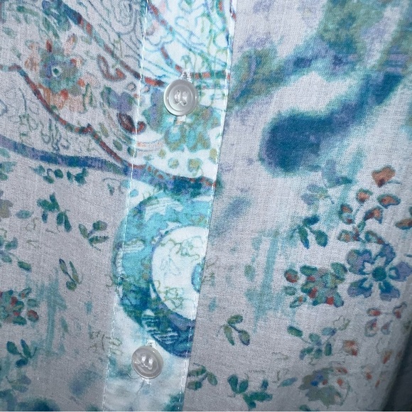Chico's Paisley Button Front Sheer Blouse Women’s Size Large Cotton Boho Shirt - Picture 3 of 14